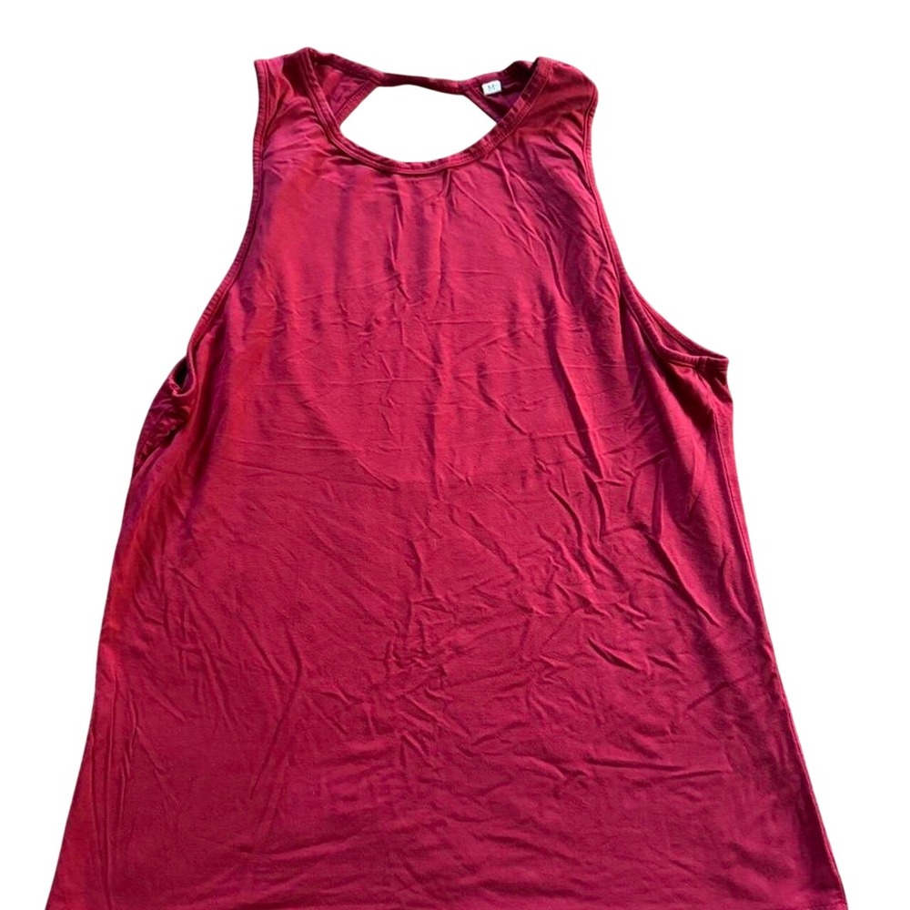 Unbranded Workout Tank Top Women Size M Red Good Open Back Keyhole Athletic